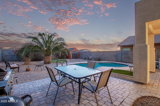 view of patio with a fenced backyard and a fenced in pool