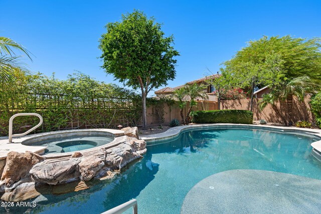 30406 N 54th St, Cave Creek, AZ 85331 - view of swimming pool featuring a fenced backyard and an in-ground hot tub