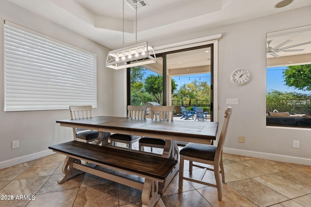 30406 N 54th St, Cave Creek, AZ 85331 - dining area featuring a tray ceiling, healthy amount of natural light, and baseboards