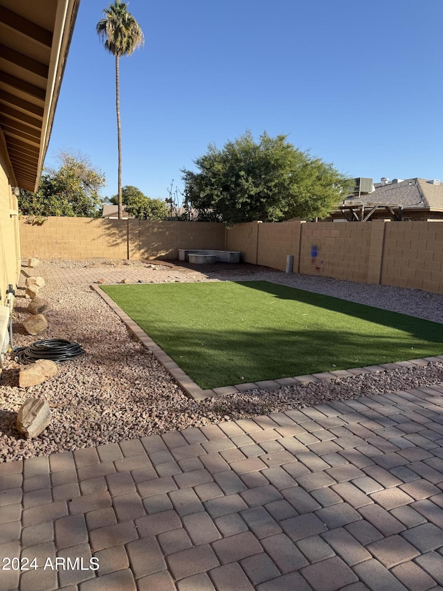 view of yard with a jacuzzi