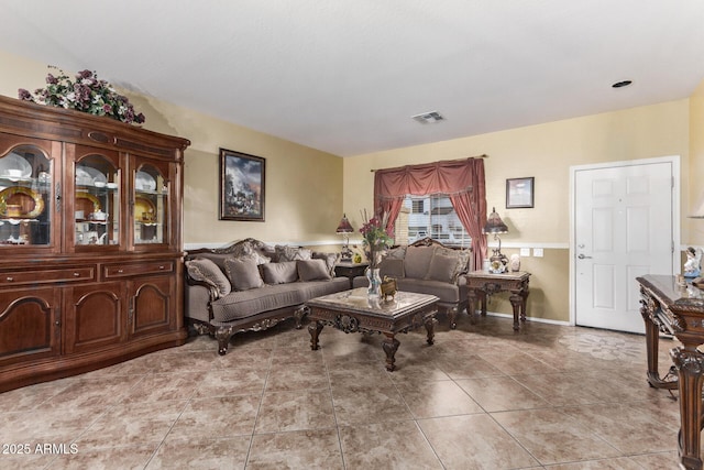 view of tiled living room