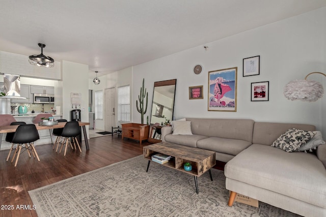 living room with hardwood / wood-style floors