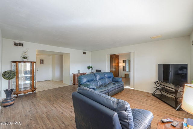 living room featuring light hardwood / wood-style floors