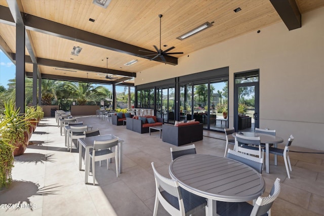 view of patio featuring outdoor lounge area and ceiling fan