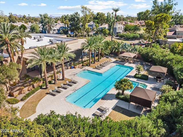 view of swimming pool with a patio