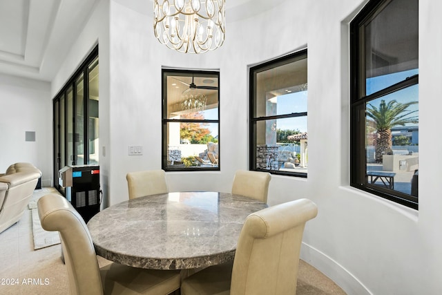 2335 E Plum St, Gilbert, AZ 85298 - dining space featuring a chandelier and baseboards