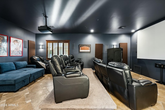 2335 E Plum St, Gilbert, AZ 85298 - home theater room featuring light stone finish floors