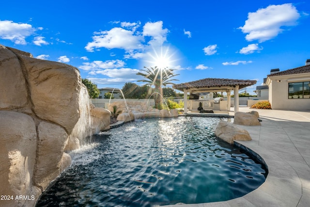 2335 E Plum St, Gilbert, AZ 85298 - view of pool featuring a gazebo, a fenced backyard, and a patio area