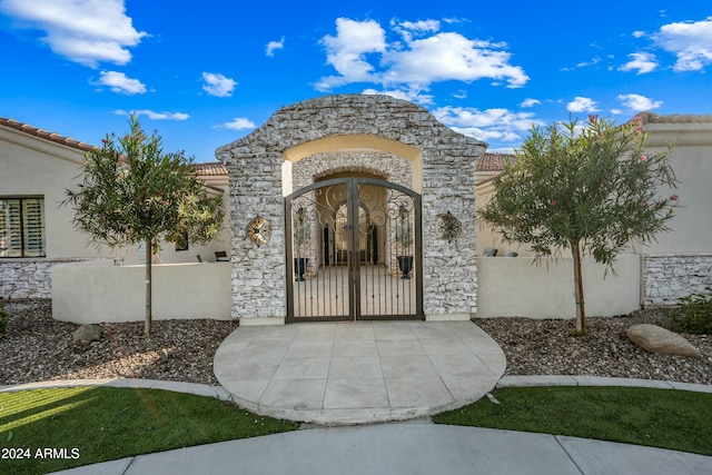 doorway to property featuring french doors