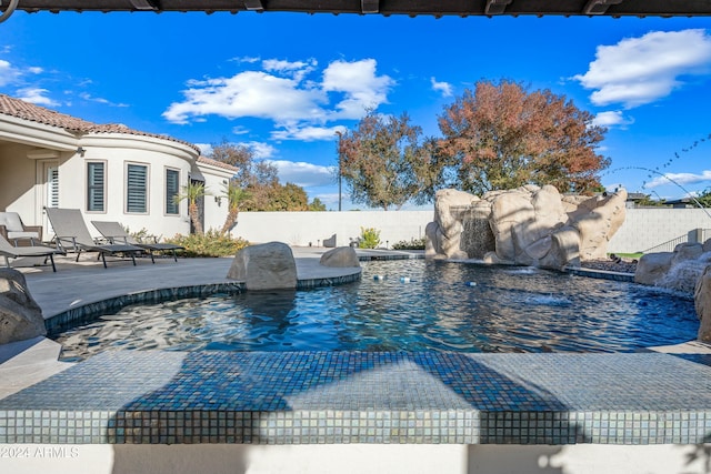 2335 E Plum St, Gilbert, AZ 85298 - view of swimming pool featuring a fenced backyard and a patio area