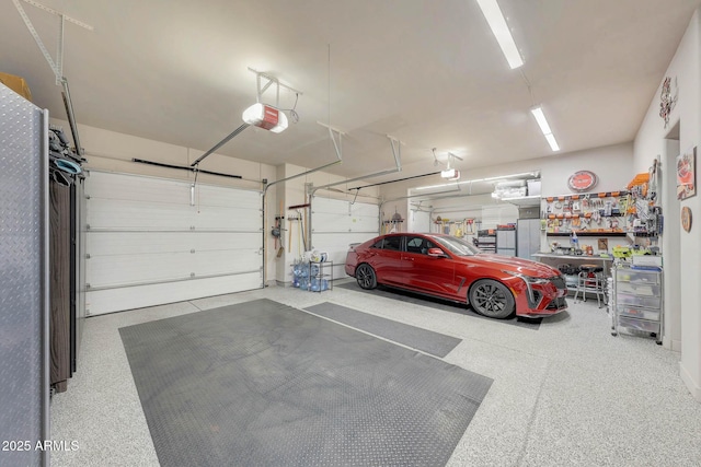 garage with a garage door opener