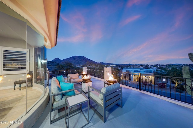 view of patio featuring a mountain view