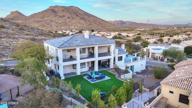 birds eye view of property featuring a residential view and a mountain view