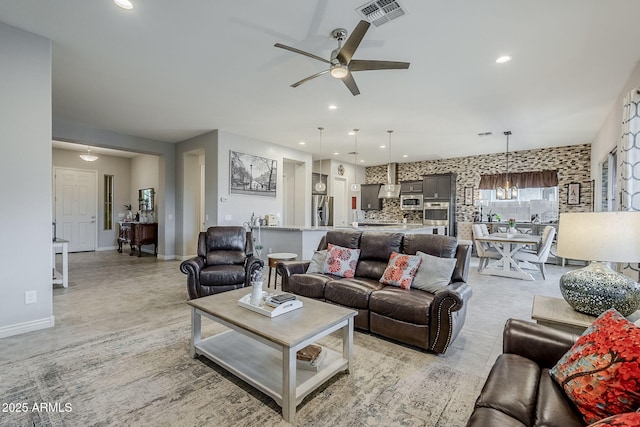 2525 W Balao Dr, Phoenix, AZ 85085 - living area featuring ceiling fan, baseboards, and recessed lighting