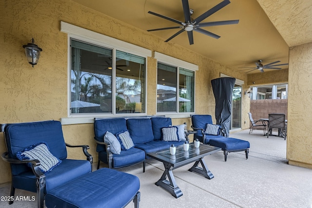 2525 W Balao Dr, Phoenix, AZ 85085 - view of patio featuring ceiling fan, an outdoor living space, and fence