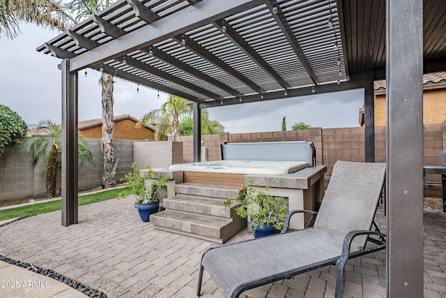 2525 W Balao Dr, Phoenix, AZ 85085 - view of patio with a fenced backyard and a hot tub