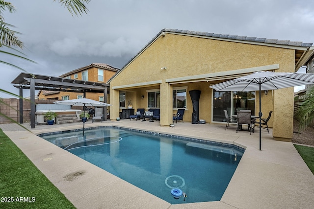 2525 W Balao Dr, Phoenix, AZ 85085 - view of pool with a pergola, a patio area, fence, and outdoor dining space