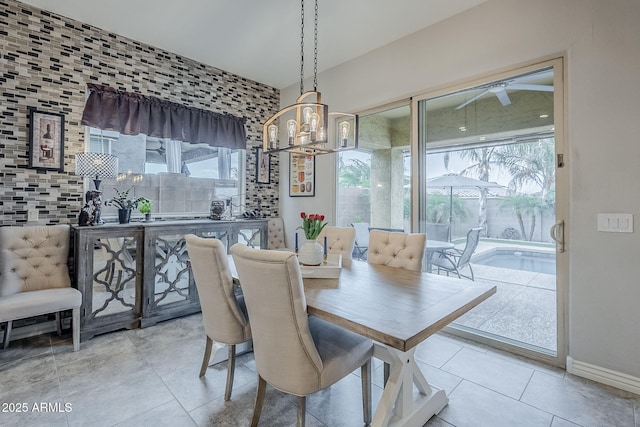 2525 W Balao Dr, Phoenix, AZ 85085 - tiled dining room featuring healthy amount of natural light, a chandelier, and baseboards