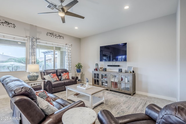 2525 W Balao Dr, Phoenix, AZ 85085 - living room featuring ceiling fan, recessed lighting, and baseboards