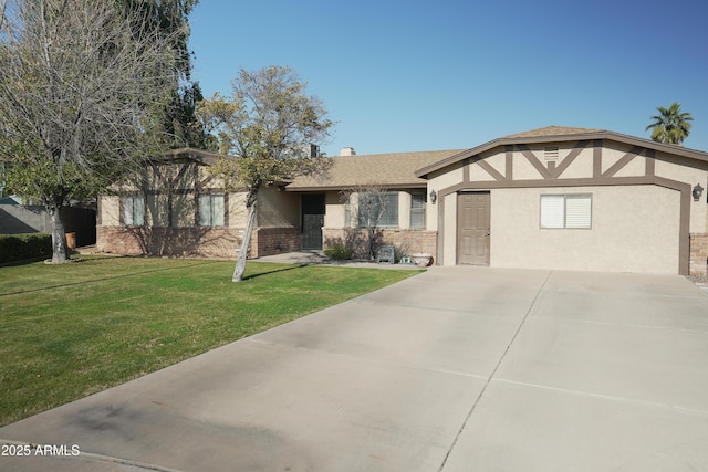 view of front of home with a front lawn