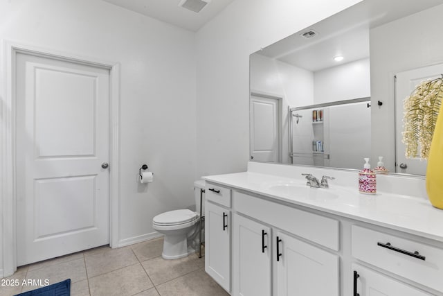 16617 W Desert Mirage Dr, Surprise, AZ 85388 - full bath with vanity, tile patterned floors, toilet, a shower, and baseboards