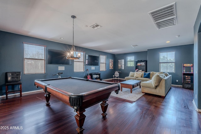 2735 E Flower Ct, Gilbert, AZ 85298 - game room with baseboards, dark wood finished floors, and billiards table