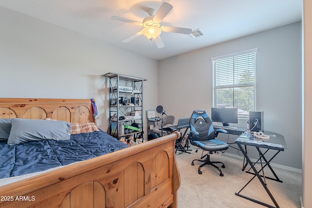 2735 E Flower Ct, Gilbert, AZ 85298 - bedroom featuring carpet, an office area, ceiling fan, and baseboards