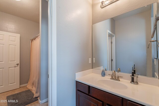 2735 E Flower Ct, Gilbert, AZ 85298 - full bathroom featuring vanity, tile patterned flooring, and curtained shower