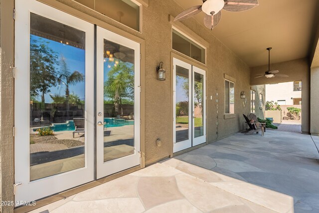 2735 E Flower Ct, Gilbert, AZ 85298 - view of patio / terrace featuring french doors and ceiling fan