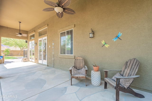 2735 E Flower Ct, Gilbert, AZ 85298 - view of patio featuring a ceiling fan and fence