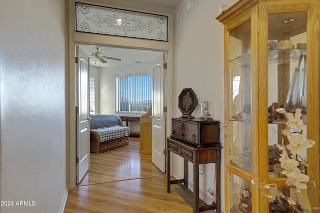 hall featuring light hardwood / wood-style flooring