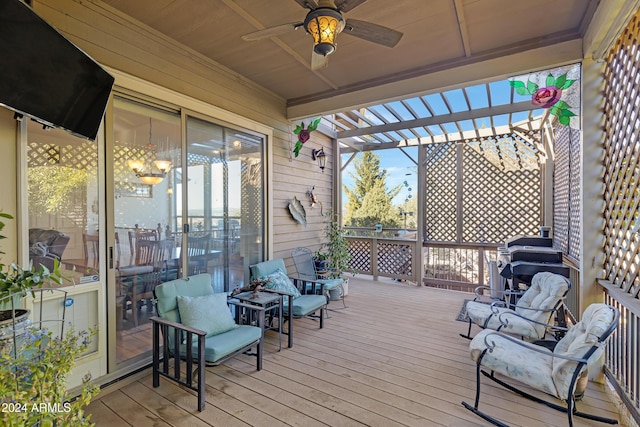 deck featuring grilling area