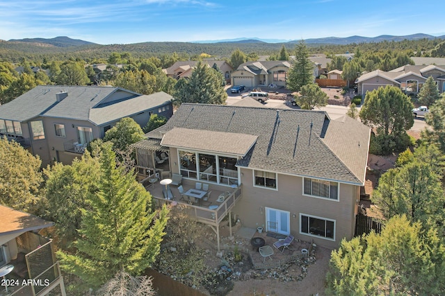 drone / aerial view with a mountain view