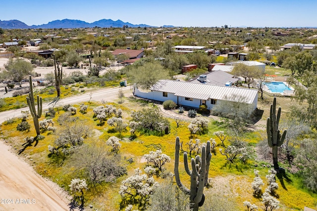 aerial view with a mountain view