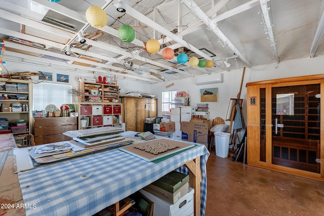 dining space featuring a wall mounted AC