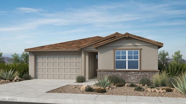 25164 N 167th Ave, Surprise, AZ 85387 - ranch-style house with an attached garage, concrete driveway, stucco siding, and stone siding