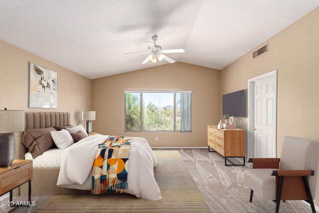 4426 E Coyote Wash Dr, Cave Creek, AZ 85331 - bedroom with lofted ceiling, light carpet, and ceiling fan