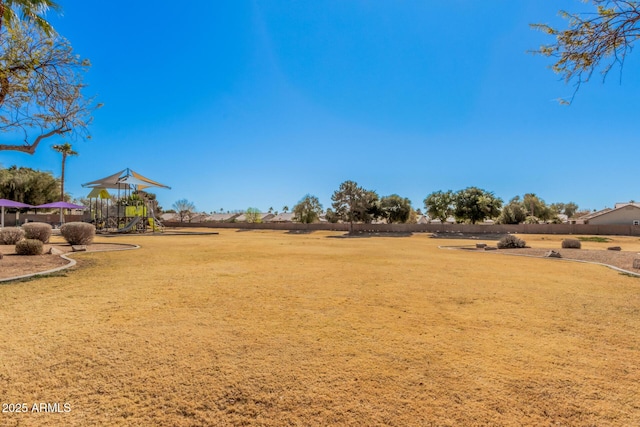 view of yard featuring a playground