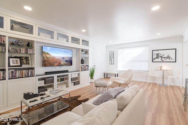 living room featuring light wood-type flooring