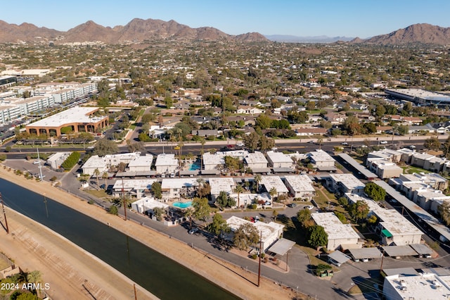 bird's eye view with a mountain view