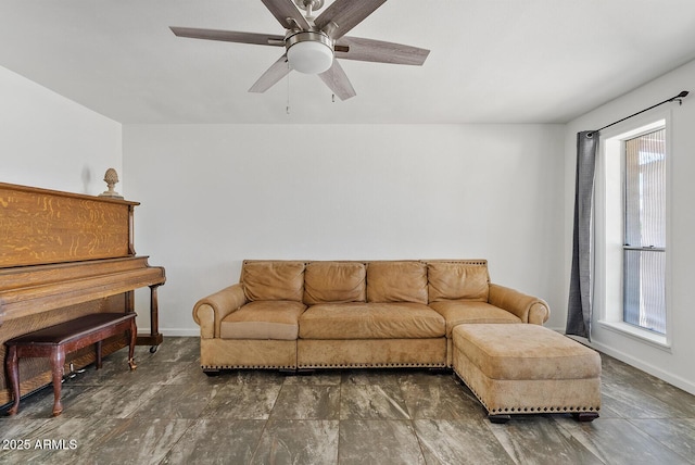 1160 E Hampton Cir, Mesa, AZ 85204 - living room with baseboards and ceiling fan