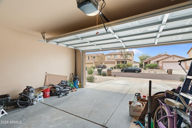 garage with a garage door opener