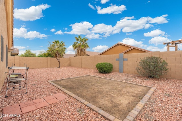 view of yard with a patio area and a fenced backyard