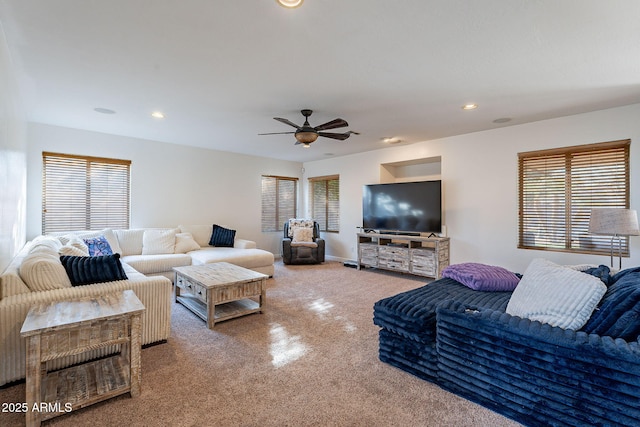 12925 W Llano Dr, Litchfield Park, AZ 85340 - living room with a wealth of natural light, ceiling fan, and recessed lighting