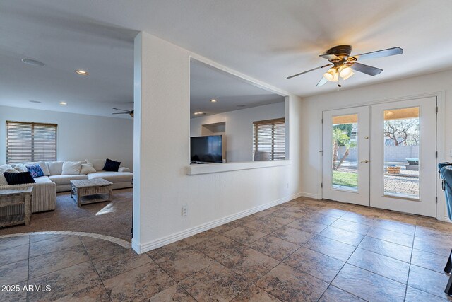12925 W Llano Dr, Litchfield Park, AZ 85340 - interior space featuring french doors, recessed lighting, a ceiling fan, and baseboards