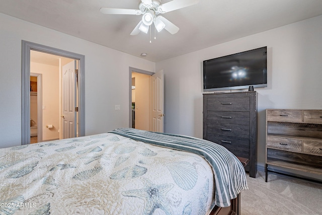 12925 W Llano Dr, Litchfield Park, AZ 85340 - bedroom featuring a ceiling fan, light colored carpet, and ensuite bathroom