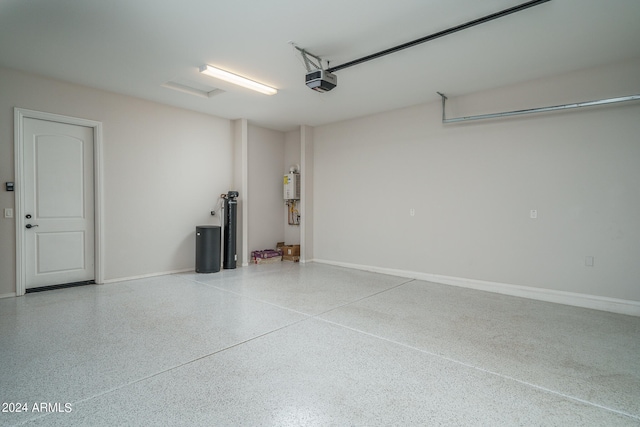 garage featuring water heater