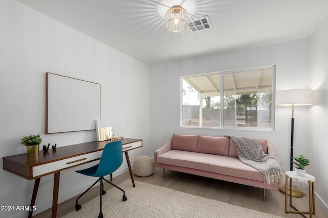 office space featuring light hardwood / wood-style flooring