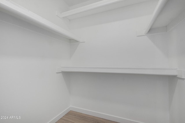 walk in closet with hardwood / wood-style flooring