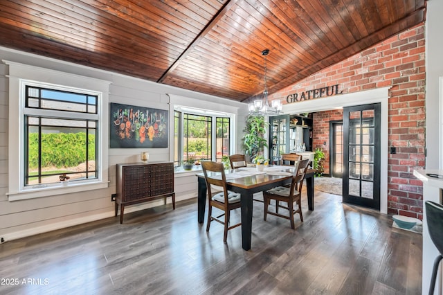 13207 N 55th Ave, Glendale, AZ 85304 - dining space with plenty of natural light, french doors, wooden ceiling, lofted ceiling, and wood finished floors